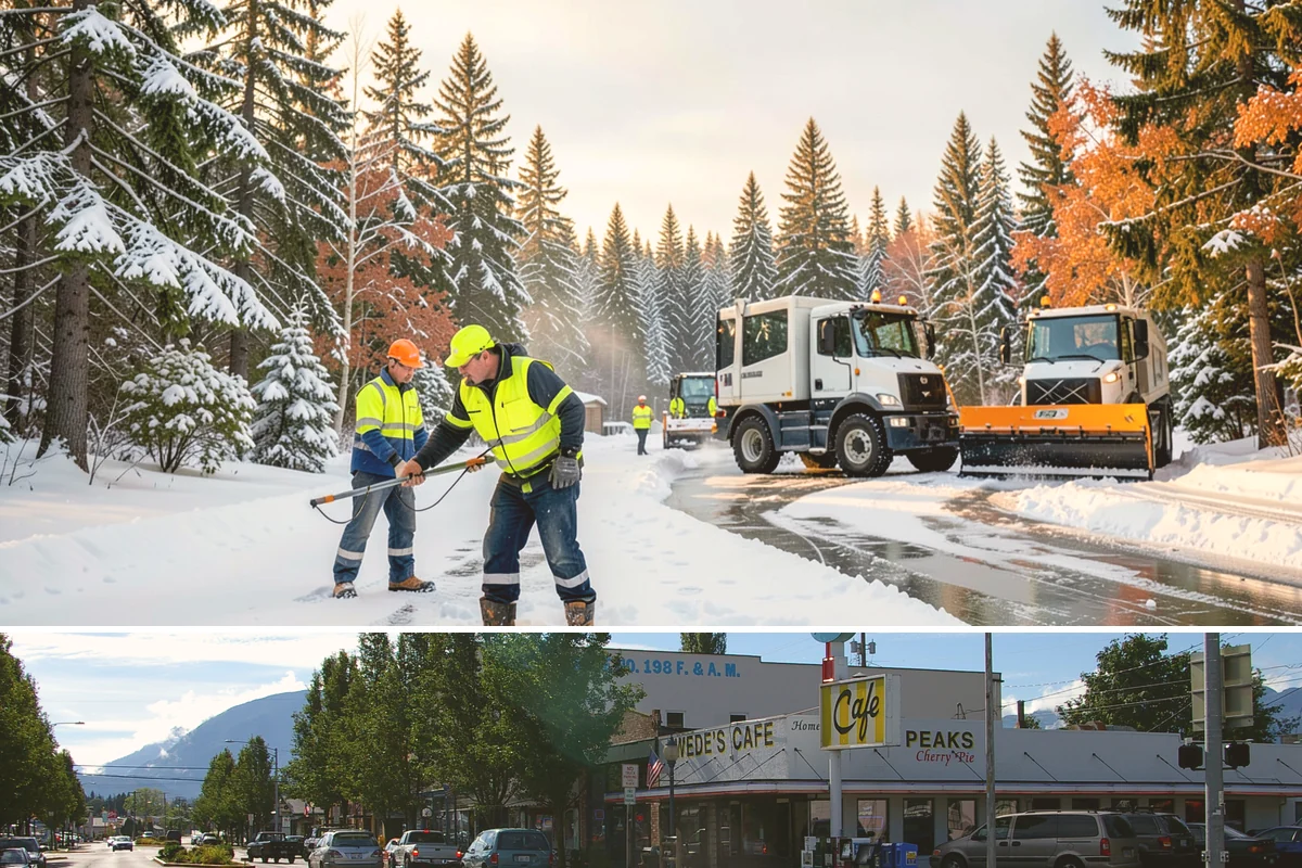 Warehouse Sidewalk Clearing in North Bend, King County, WA - Warehouse sidewalk needs peak from late November through February, when boot-packed snow on shaded dock walks refreezes overnight.