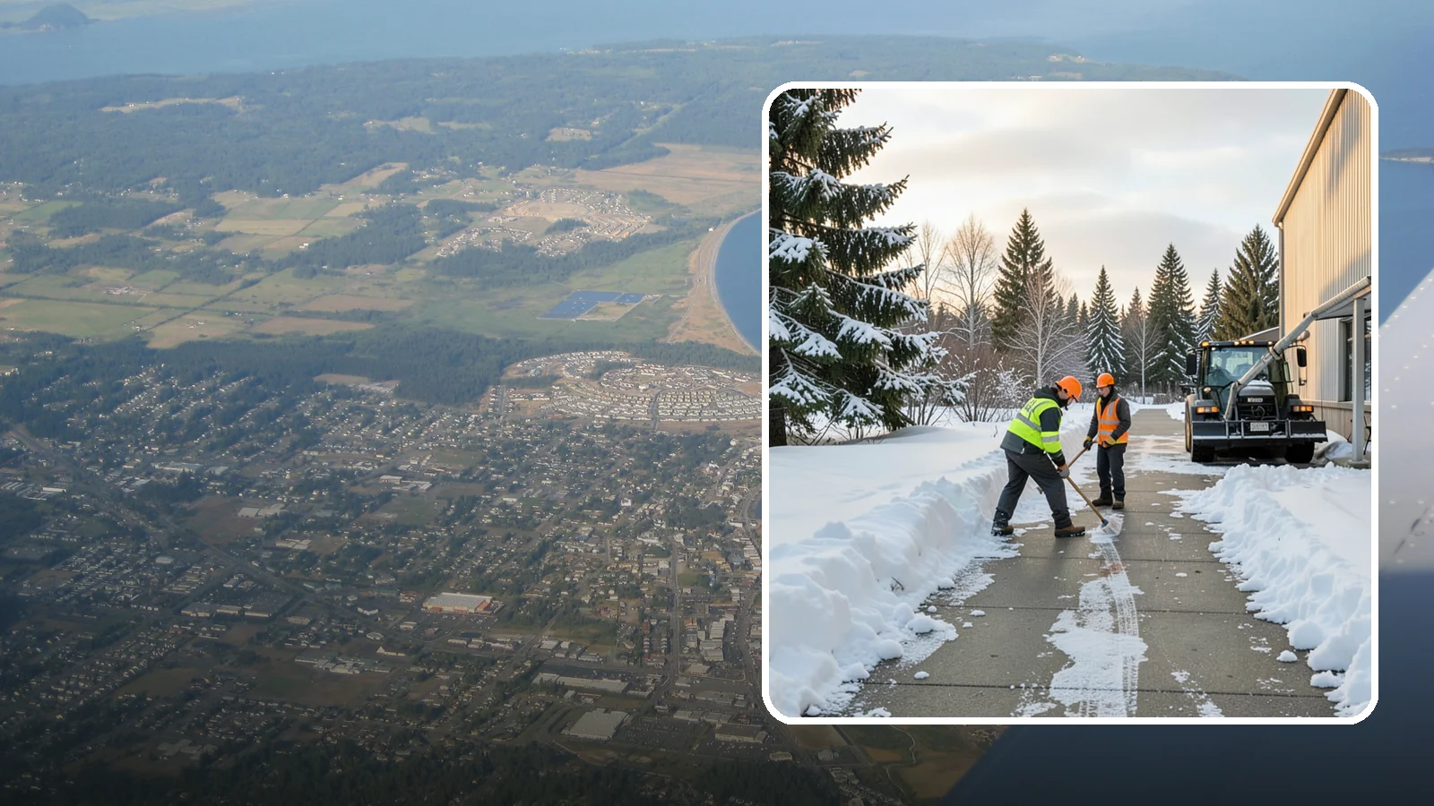 Warehouse Sidewalk Clearing in Oak Harbor, Island County, WA - Employee-walkway clearing for Western Washington warehouses, keeping pedestrian routes to entrances and dock offices separate...