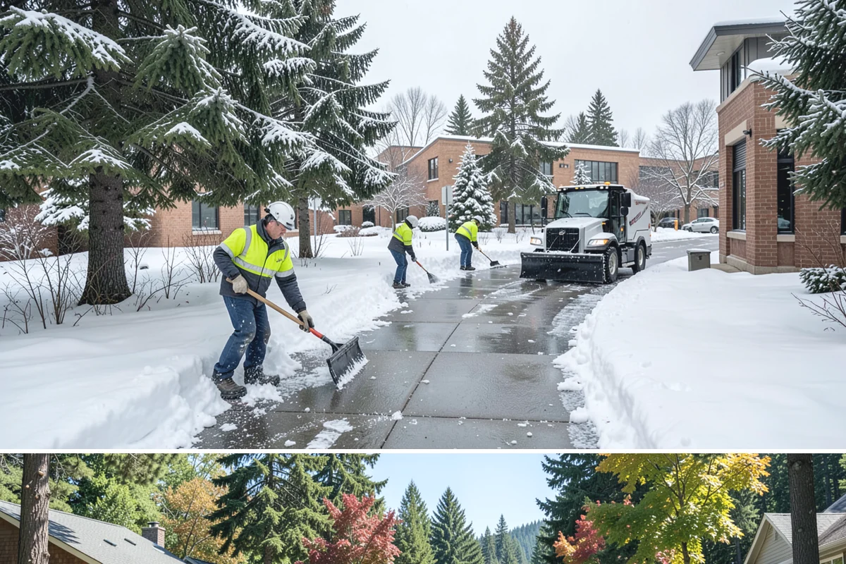 Warehouse Sidewalk Clearing in Orting, Pierce County, WA - Warehouse sidewalk needs peak from late November through February, when boot-packed snow on shaded dock walks refreezes overnight.
