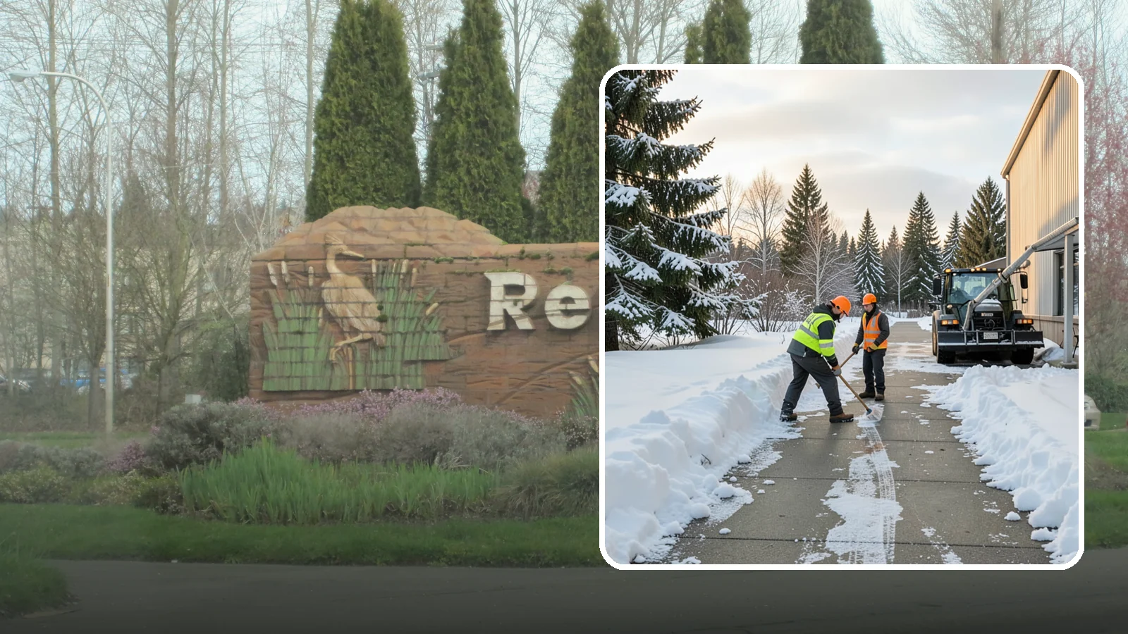 Warehouse Sidewalk Clearing in Renton, King County, WA - Employee-walkway clearing for Western Washington warehouses, keeping pedestrian routes to entrances and dock offices separate...