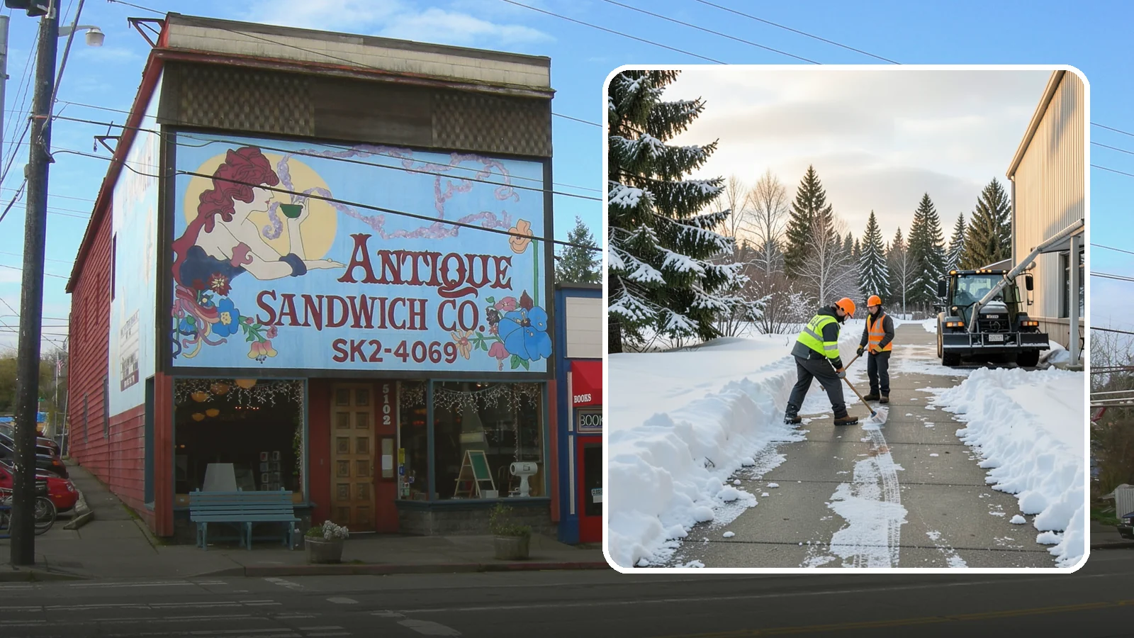 Warehouse Sidewalk Clearing in Ruston, Pierce County, WA - Employee-walkway clearing for Western Washington warehouses, keeping pedestrian routes to entrances and dock offices separate...