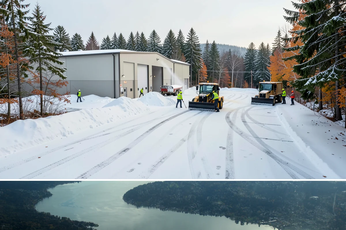 Warehouse Sidewalk Clearing in Sammamish, King County, WA - Warehouse sidewalk needs peak from late November through February, when boot-packed snow on shaded dock walks refreezes overnight.