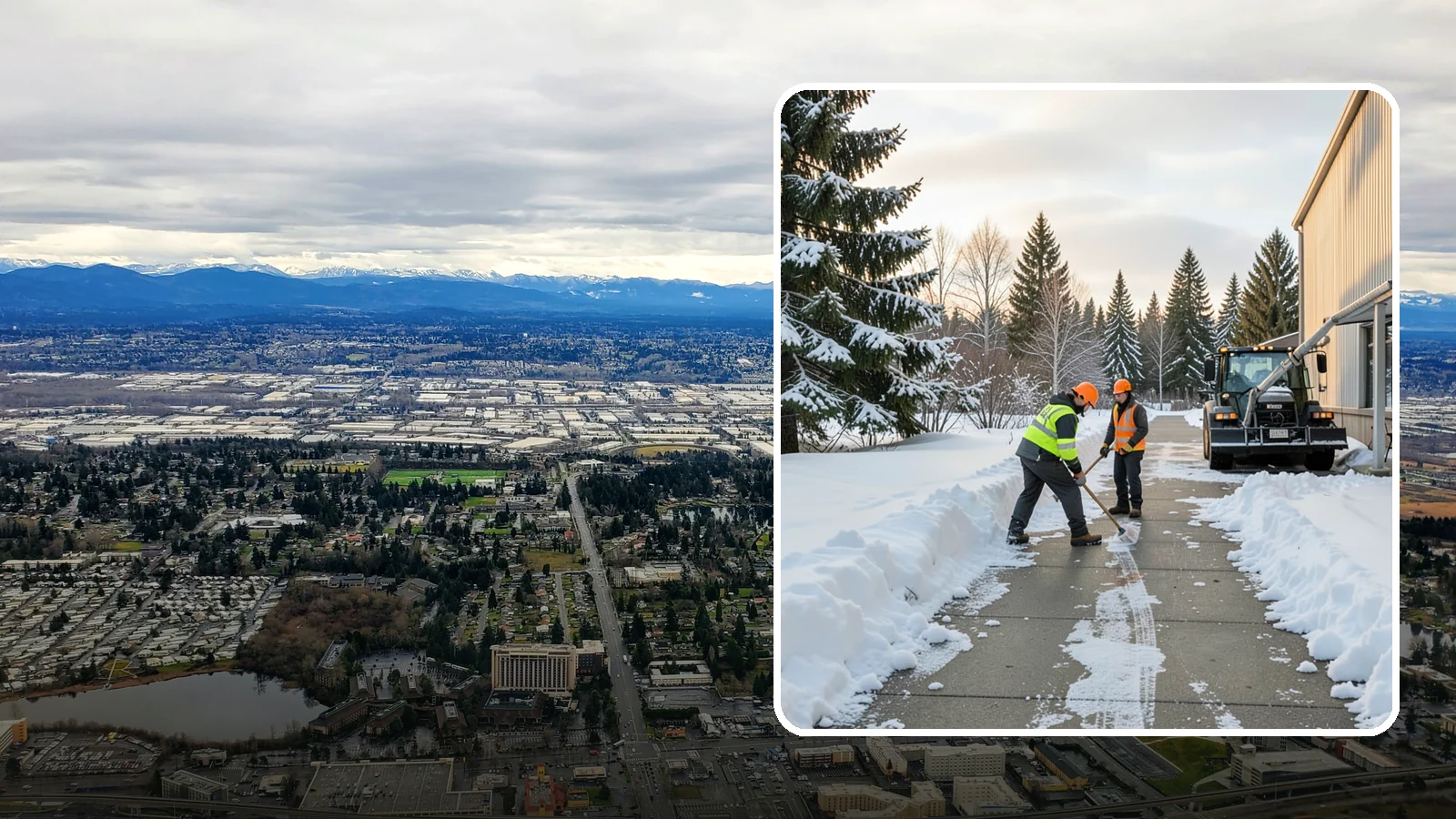 Warehouse Sidewalk Clearing in SeaTac, King County, WA - Employee-walkway clearing for Western Washington warehouses, keeping pedestrian routes to entrances and dock offices separate...