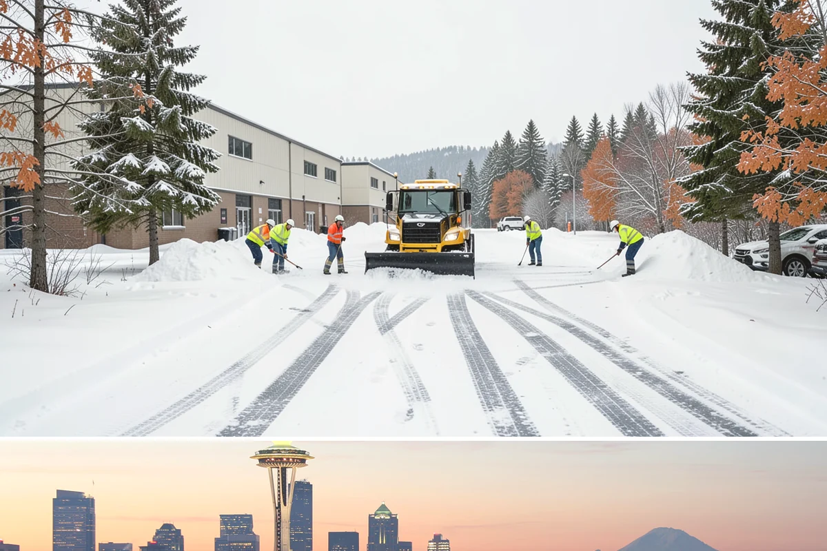 Warehouse Sidewalk Clearing in Seattle, King County, WA - Warehouse sidewalk needs peak from late November through February, when boot-packed snow on shaded dock walks refreezes overnight.