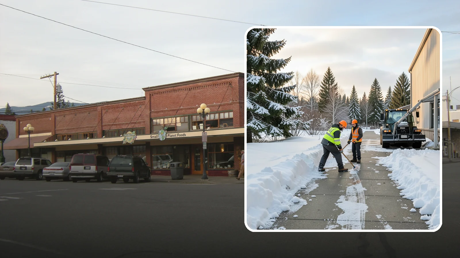Warehouse Sidewalk Clearing in Sedro-Woolley, Skagit County, WA - Employee-walkway clearing for Western Washington warehouses, keeping pedestrian routes to entrances and dock offices separate...