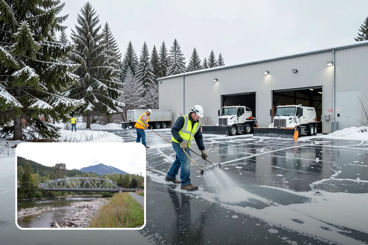 Warehouse Sidewalk Clearing in Skykomish, King County, WA - Keeps striped pedestrian lanes clear so workers avoid vehicle paths