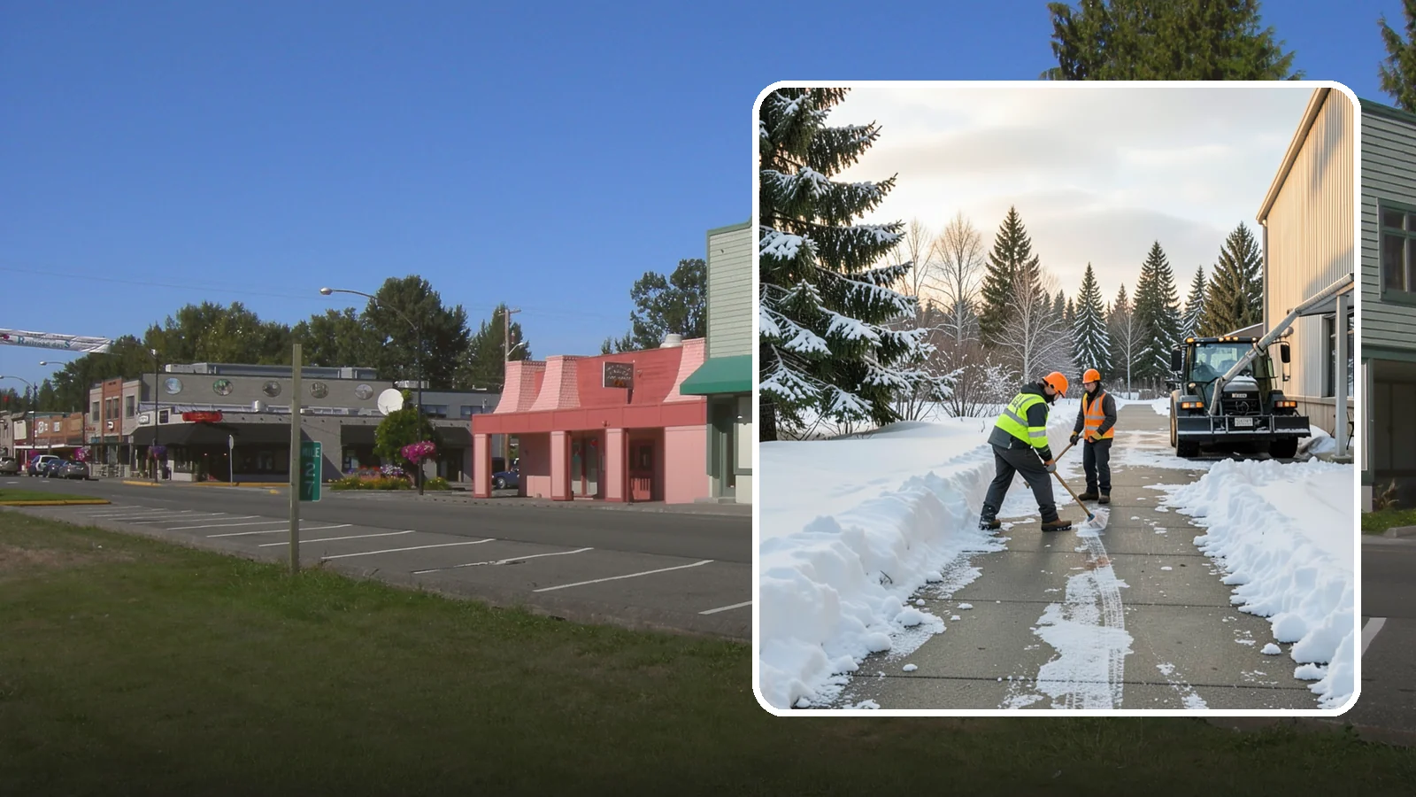 Warehouse Sidewalk Clearing in Snoqualmie, King County, WA - Employee-walkway clearing for Western Washington warehouses, keeping pedestrian routes to entrances and dock offices separate...