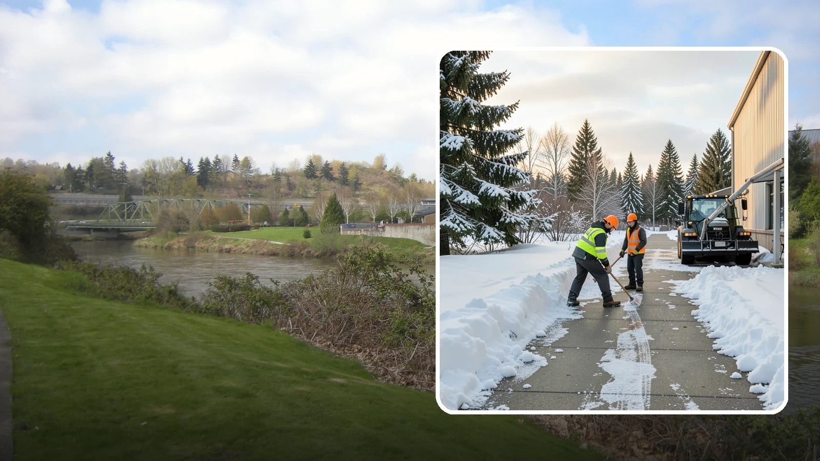 Warehouse Sidewalk Clearing in Tukwila, King County, WA - Employee-walkway clearing for Western Washington warehouses, keeping pedestrian routes to entrances and dock offices separate...