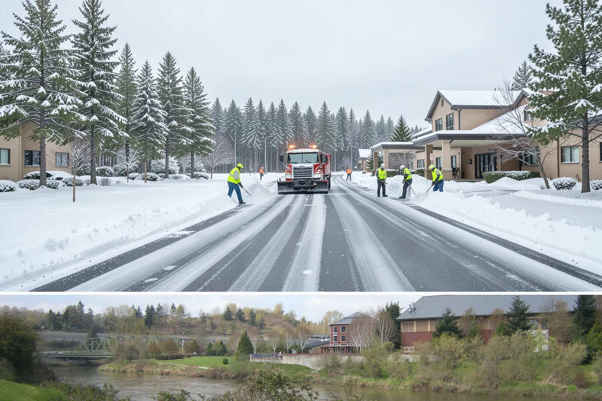 Warehouse Sidewalk Clearing in Tukwila, King County, WA - Warehouse sidewalk needs peak from late November through February, when boot-packed snow on shaded dock walks refreezes overnight.