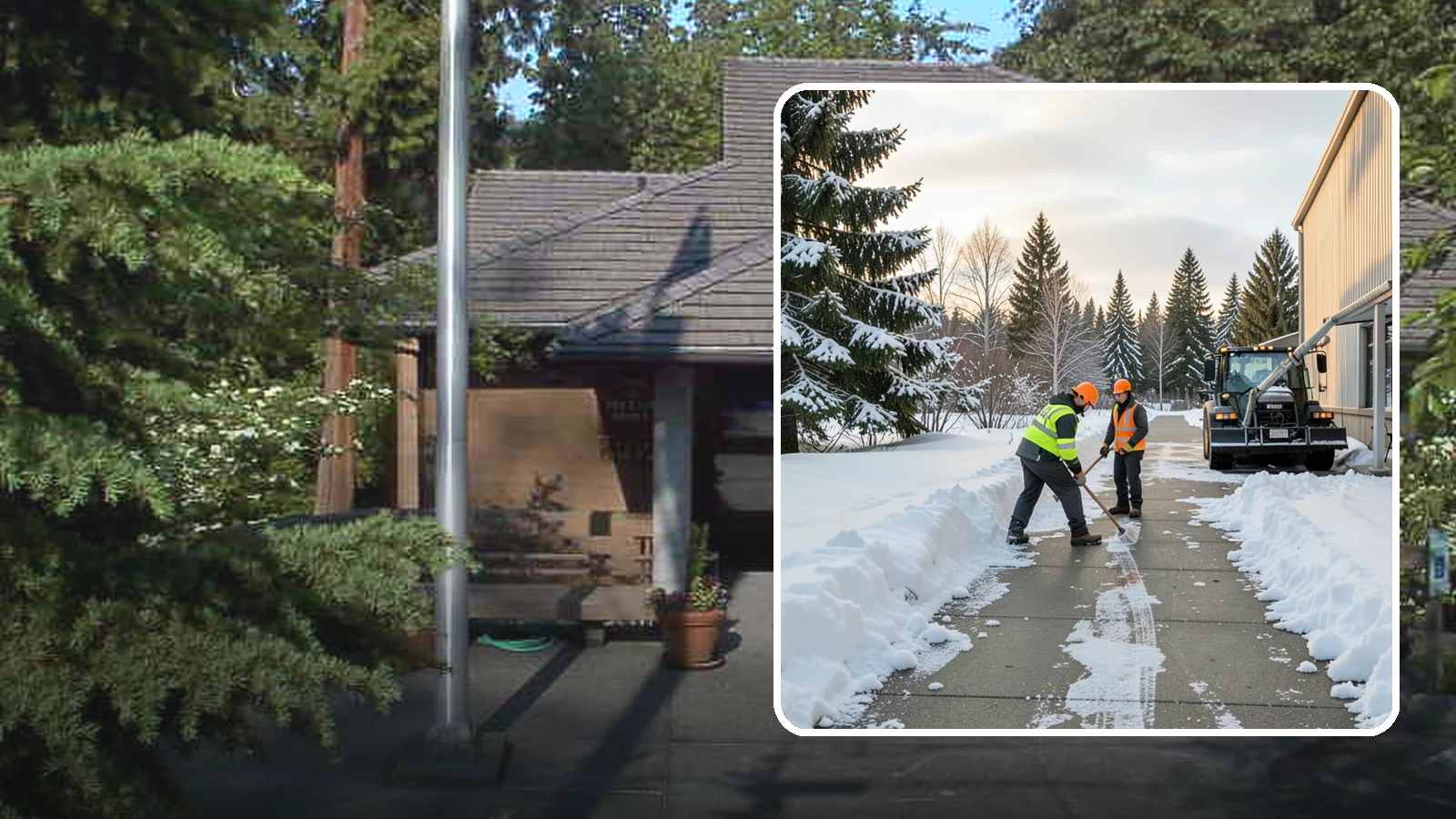 Warehouse Sidewalk Clearing in Yarrow Point, King County, WA - Employee-walkway clearing for Western Washington warehouses, keeping pedestrian routes to entrances and dock offices separate...