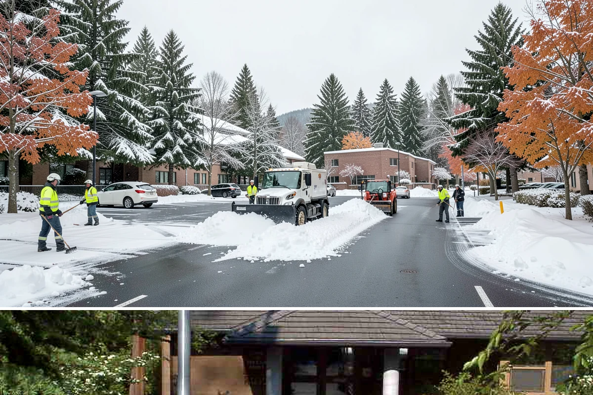 Warehouse Sidewalk Clearing in Yarrow Point, King County, WA - Warehouse sidewalk needs peak from late November through February, when boot-packed snow on shaded dock walks refreezes overnight.