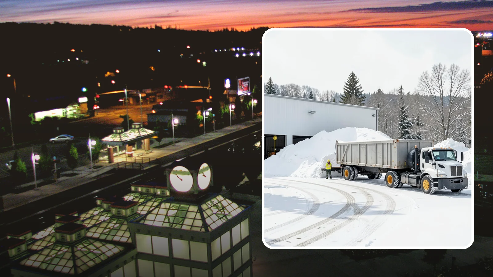 Warehouse Snow Hauling in Auburn, King County, WA - We haul snow from warehouse yards, dock approaches, and truck lanes so freight keeps moving through winter.