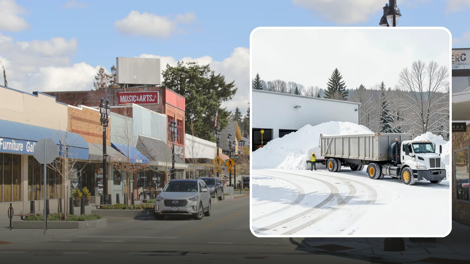 Warehouse Snow Hauling in Bothell, King County, WA - We haul snow from warehouse yards, dock approaches, and truck lanes so freight keeps moving through winter.