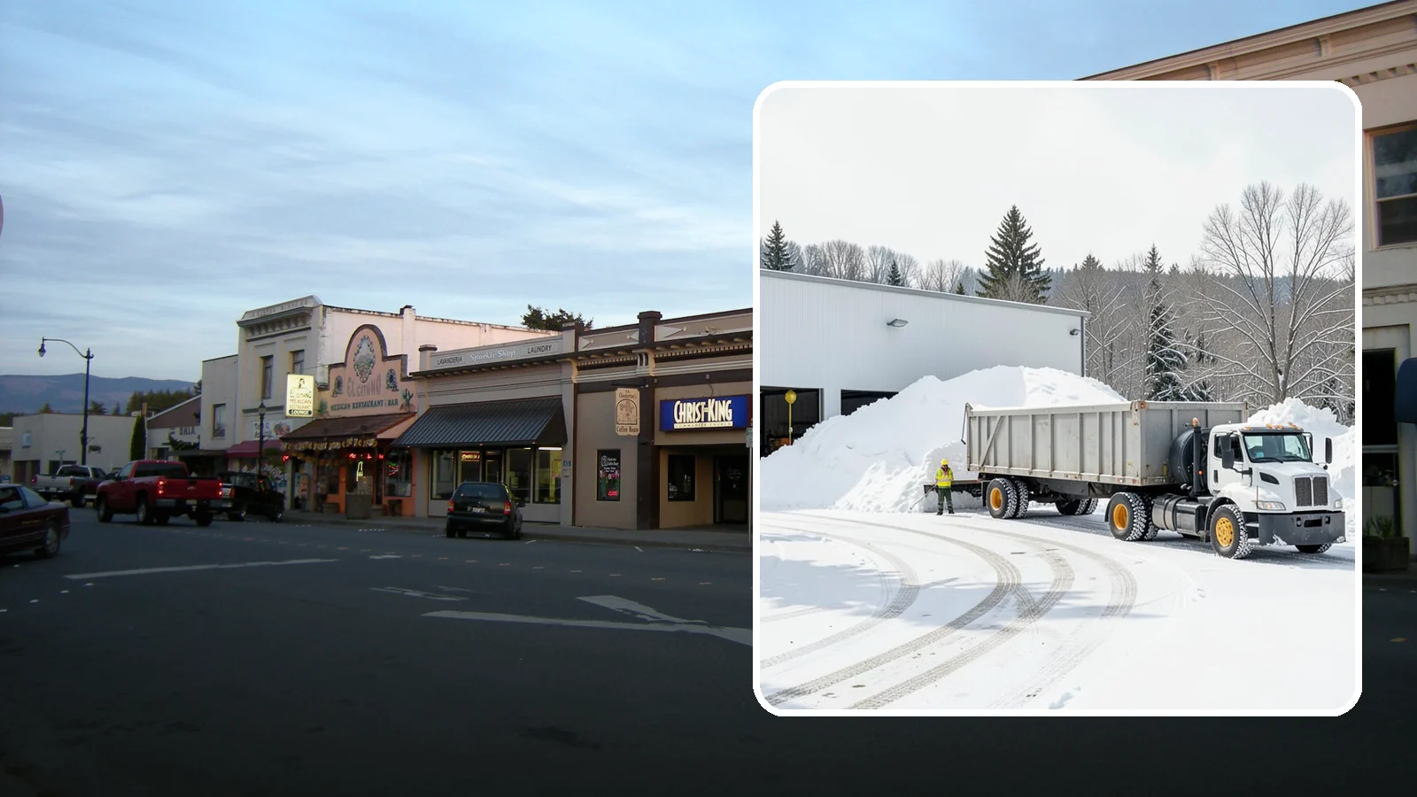 Warehouse Snow Hauling in Burlington, Skagit County, WA - We haul snow from warehouse yards, dock approaches, and truck lanes so freight keeps moving through winter.