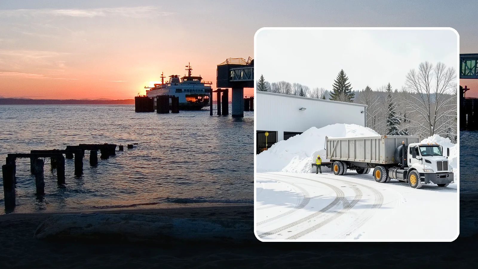 Warehouse Snow Hauling in Edmonds, Snohomish County, WA - We haul snow from warehouse yards, dock approaches, and truck lanes so freight keeps moving through winter.