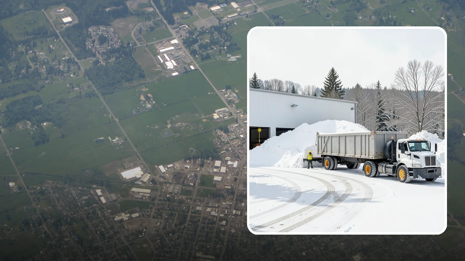 Warehouse Snow Hauling in Enumclaw, King County, WA - We haul snow from warehouse yards, dock approaches, and truck lanes so freight keeps moving through winter.