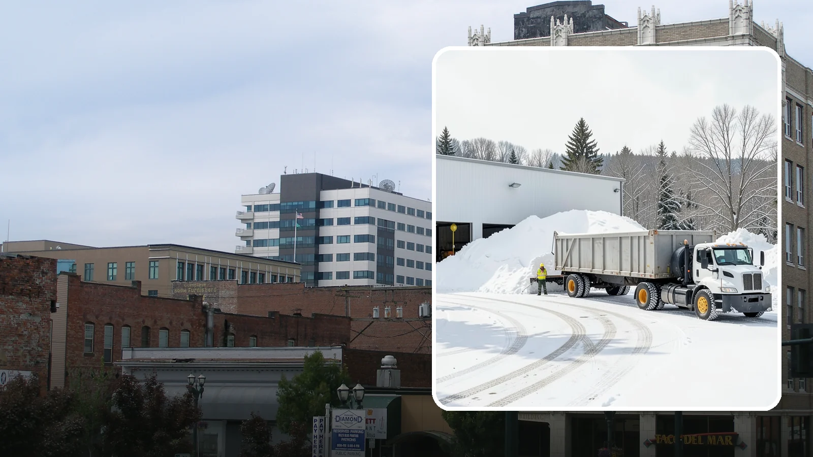 Warehouse Snow Hauling in Everett, Snohomish County, WA - We haul snow from warehouse yards, dock approaches, and truck lanes so freight keeps moving through winter.
