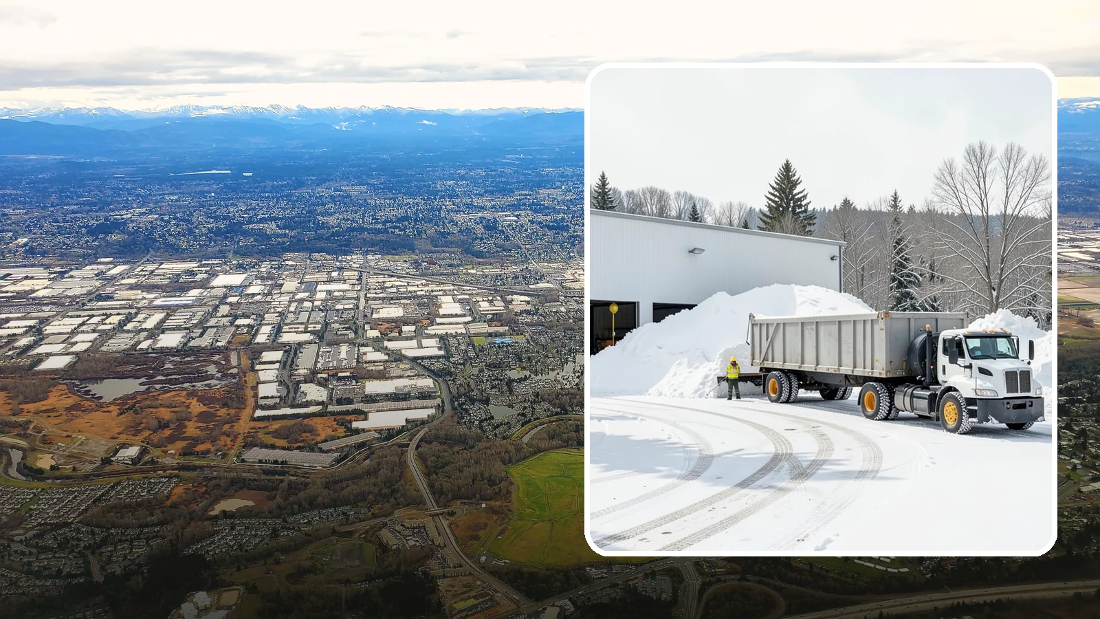 Warehouse Snow Hauling in Kent, King County, WA - We haul snow from warehouse yards, dock approaches, and truck lanes so freight keeps moving through winter.