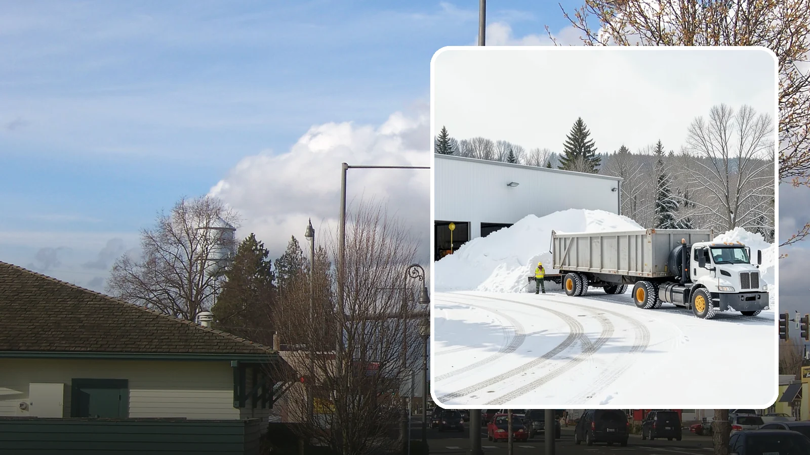 Warehouse Snow Hauling in Marysville, Snohomish County, WA - We haul snow from warehouse yards, dock approaches, and truck lanes so freight keeps moving through winter.
