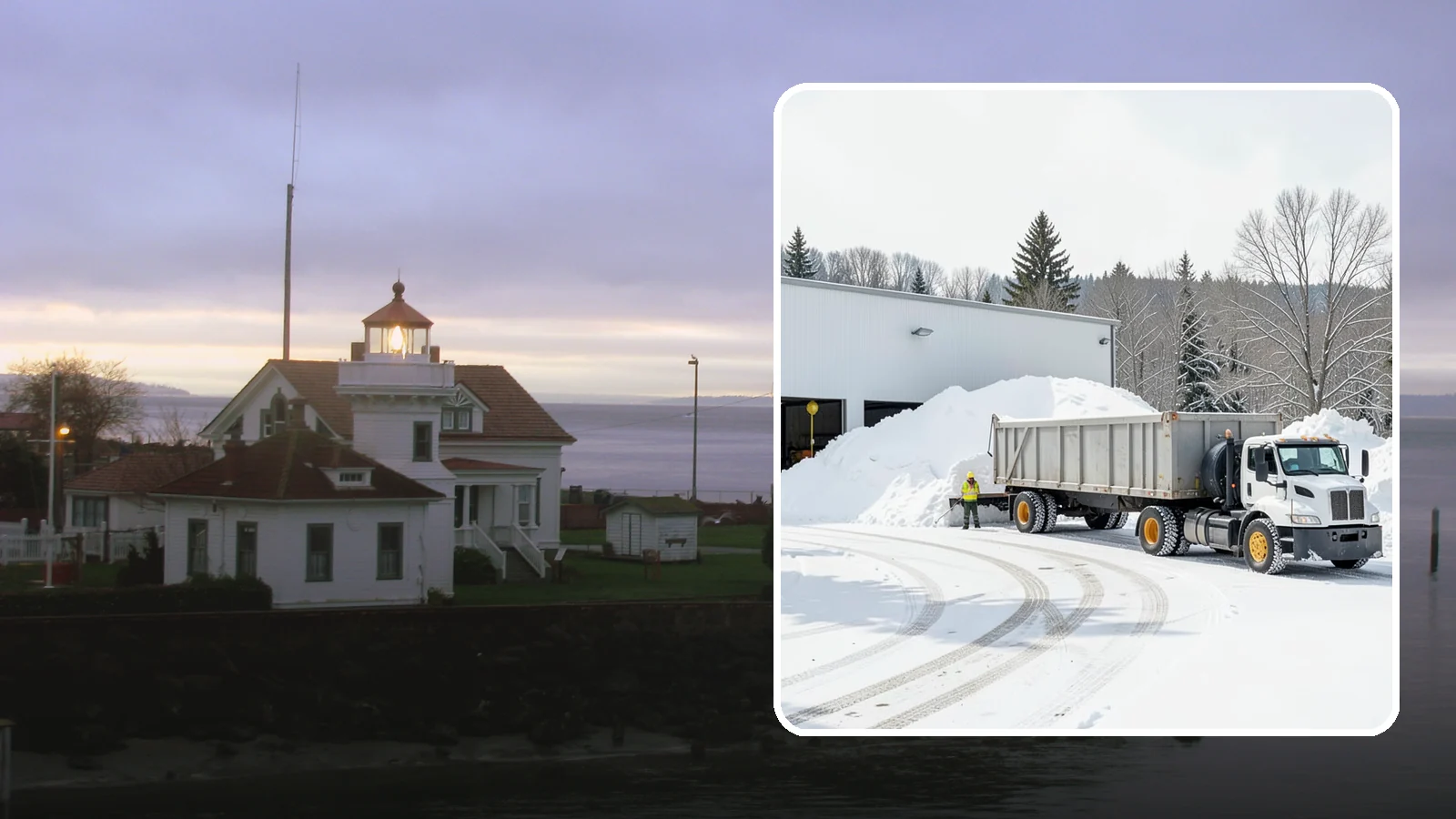 Warehouse Snow Hauling in Mukilteo, Snohomish County, WA - We haul snow from warehouse yards, dock approaches, and truck lanes so freight keeps moving through winter.