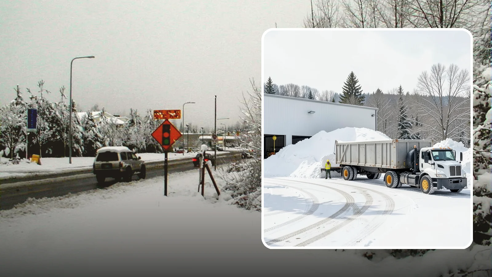 Warehouse Snow Hauling in Newcastle, King County, WA - We haul snow from warehouse yards, dock approaches, and truck lanes so freight keeps moving through winter.