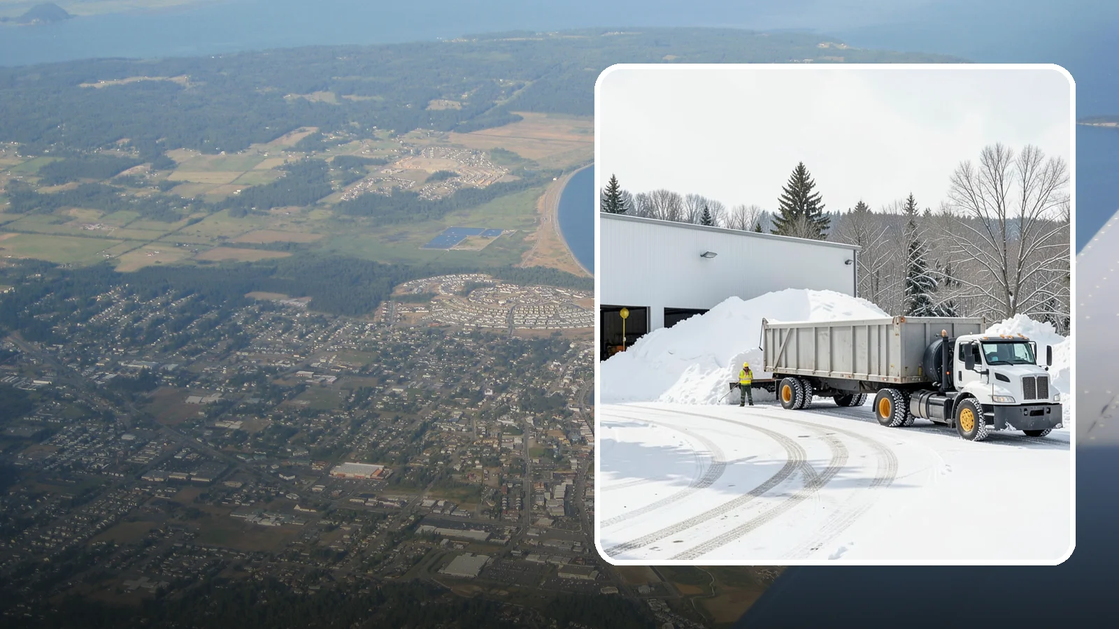 Warehouse Snow Hauling in Oak Harbor, Island County, WA - We haul snow from warehouse yards, dock approaches, and truck lanes so freight keeps moving through winter.
