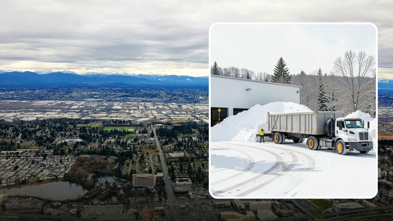 Warehouse Snow Hauling in SeaTac, King County, WA - We haul snow from warehouse yards, dock approaches, and truck lanes so freight keeps moving through winter.