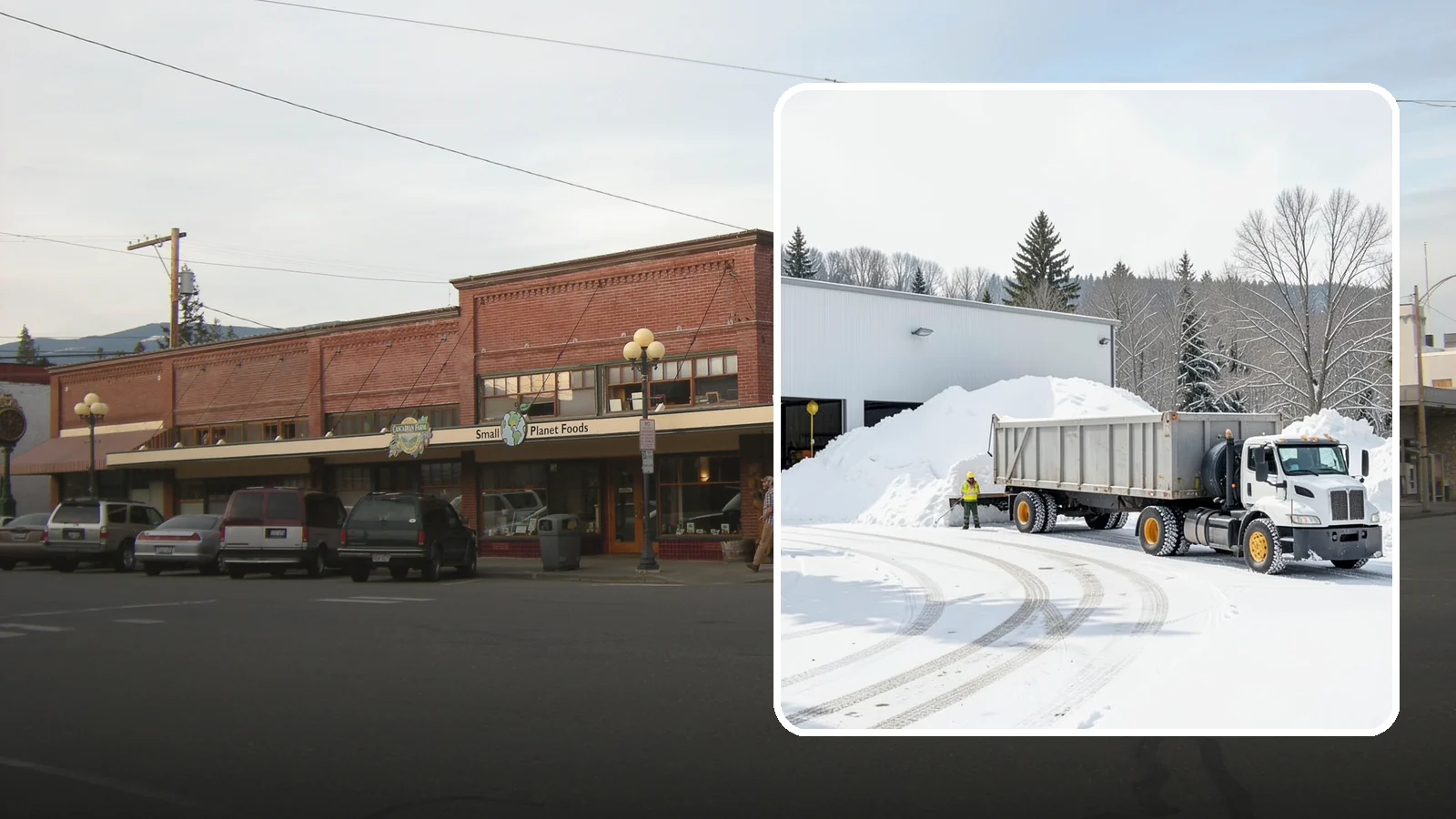 Warehouse Snow Hauling in Sedro-Woolley, Skagit County, WA - We haul snow from warehouse yards, dock approaches, and truck lanes so freight keeps moving through winter.