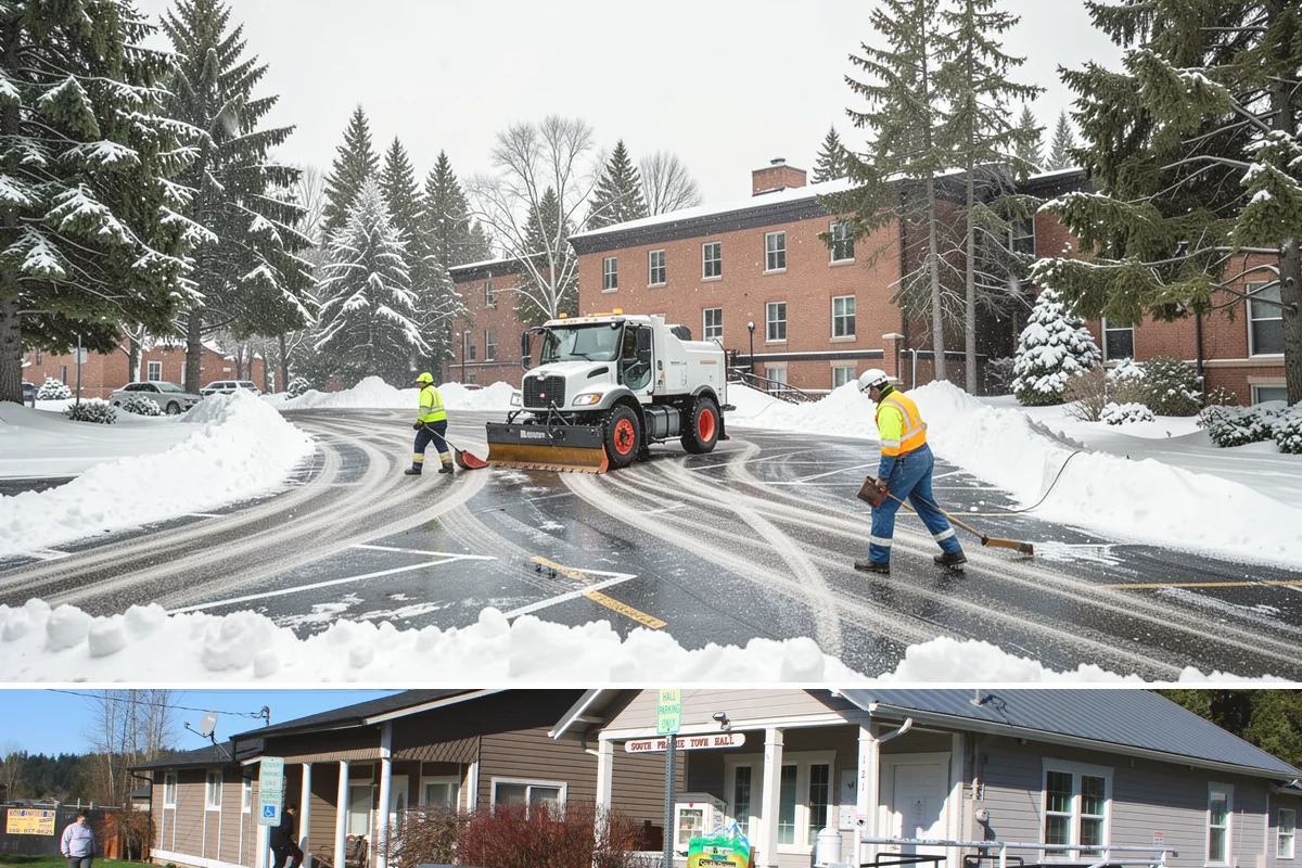 Warehouse Snow Hauling in South Prairie, Pierce County, WA - Warehouse hauling is scheduled around shipping windows whenever yard accumulation begins to restrict trailer staging and dock...
