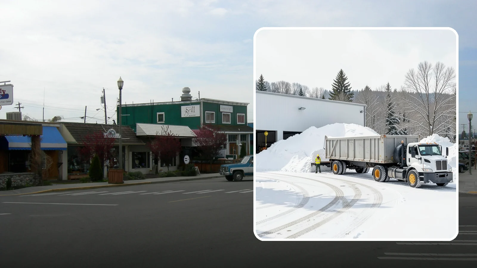 Warehouse Snow Hauling in Stanwood, Snohomish County, WA - We haul snow from warehouse yards, dock approaches, and truck lanes so freight keeps moving through winter.