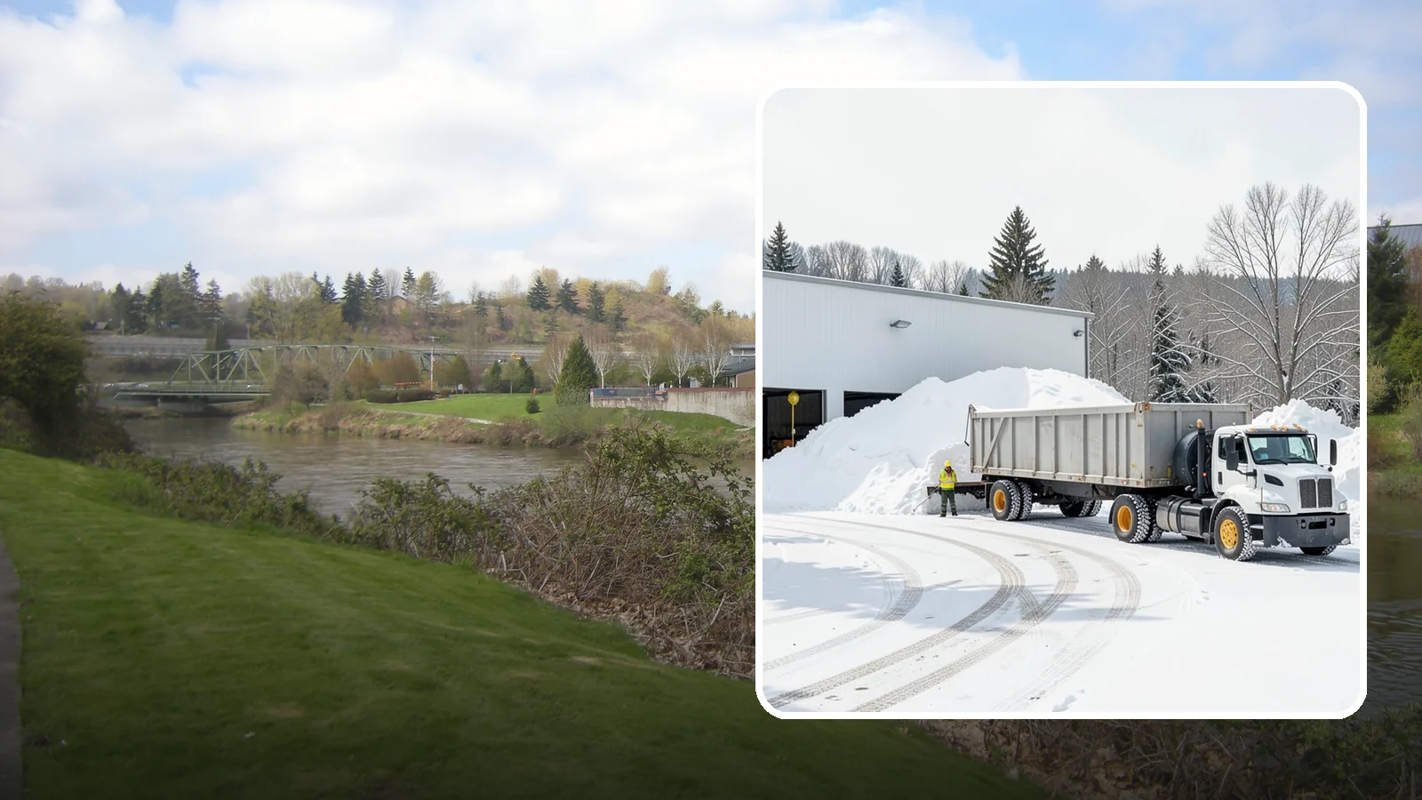Warehouse Snow Hauling in Tukwila, King County, WA - We haul snow from warehouse yards, dock approaches, and truck lanes so freight keeps moving through winter.