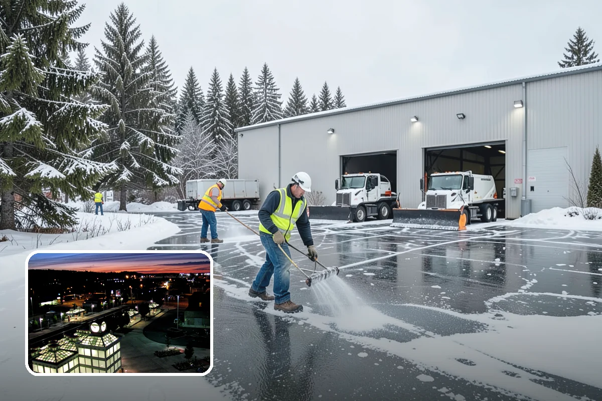 Warehouse Snow Plowing in Auburn, King County, WA - Trailer yards and dock aprons cleared for continuous freight flow