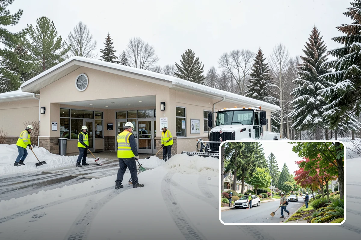 Warehouse Snow Plowing in Beaux Arts Village, King County, WA - Trailer yards and dock aprons cleared for continuous freight flow