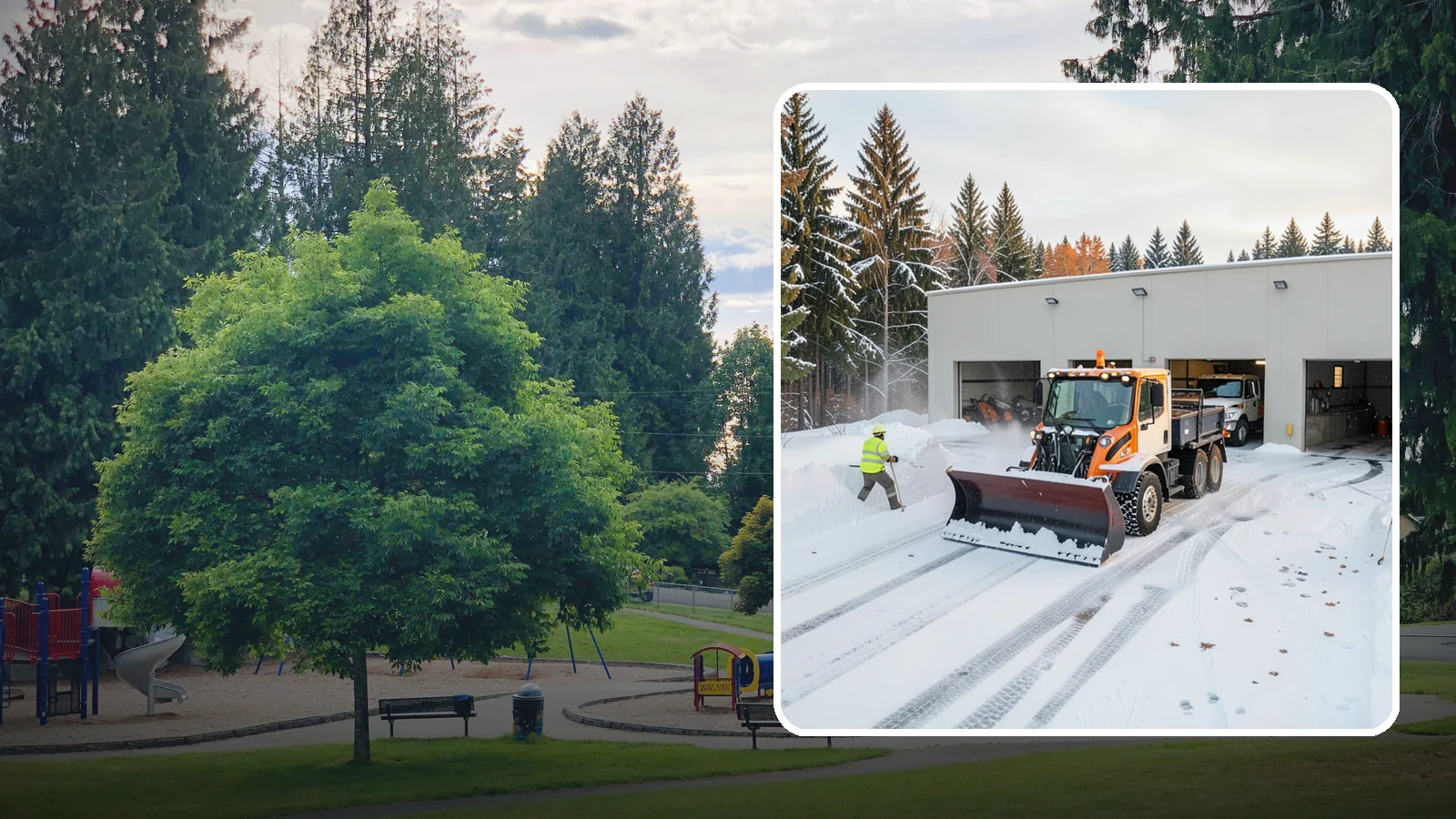 Warehouse Snow Plowing in Bonney Lake, Pierce County, WA - We plow warehouse lots, loading docks, and trailer yards so trucks dock and depart without weather delays.