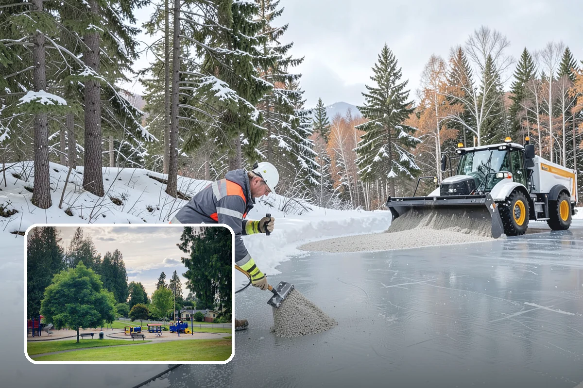 Warehouse Snow Plowing in Bonney Lake, Pierce County, WA - Trailer yards and dock aprons cleared for continuous freight flow