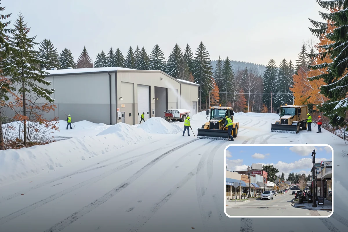 Warehouse Snow Plowing in Bothell, King County, WA - Trailer yards and dock aprons cleared for continuous freight flow