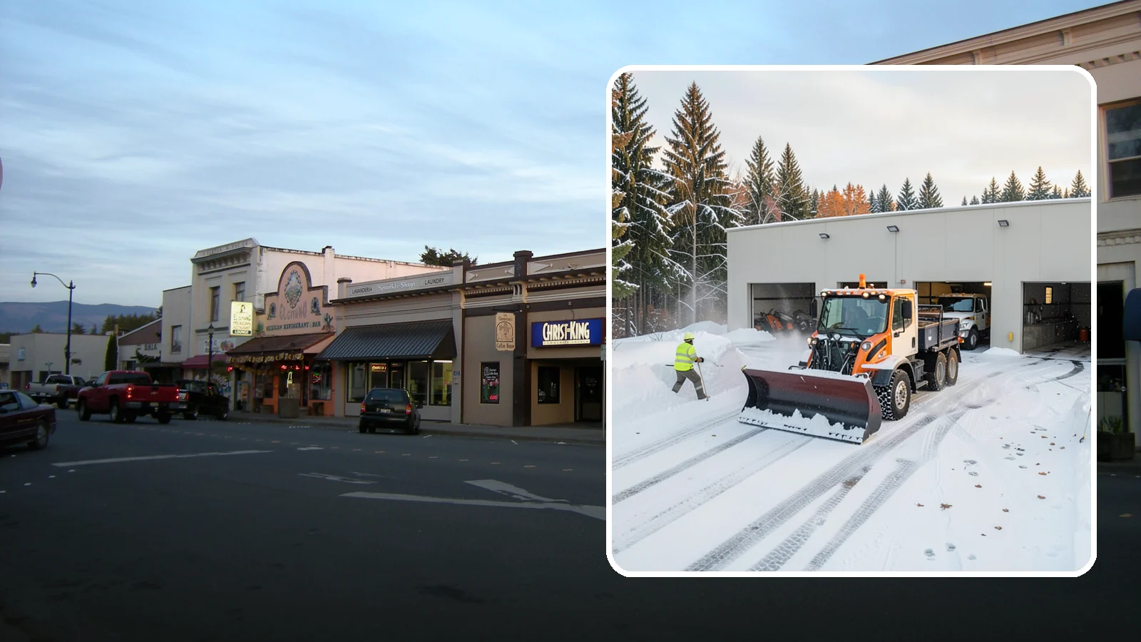 Warehouse Snow Plowing in Burlington, Skagit County, WA - We plow warehouse lots, loading docks, and trailer yards so trucks dock and depart without weather delays.