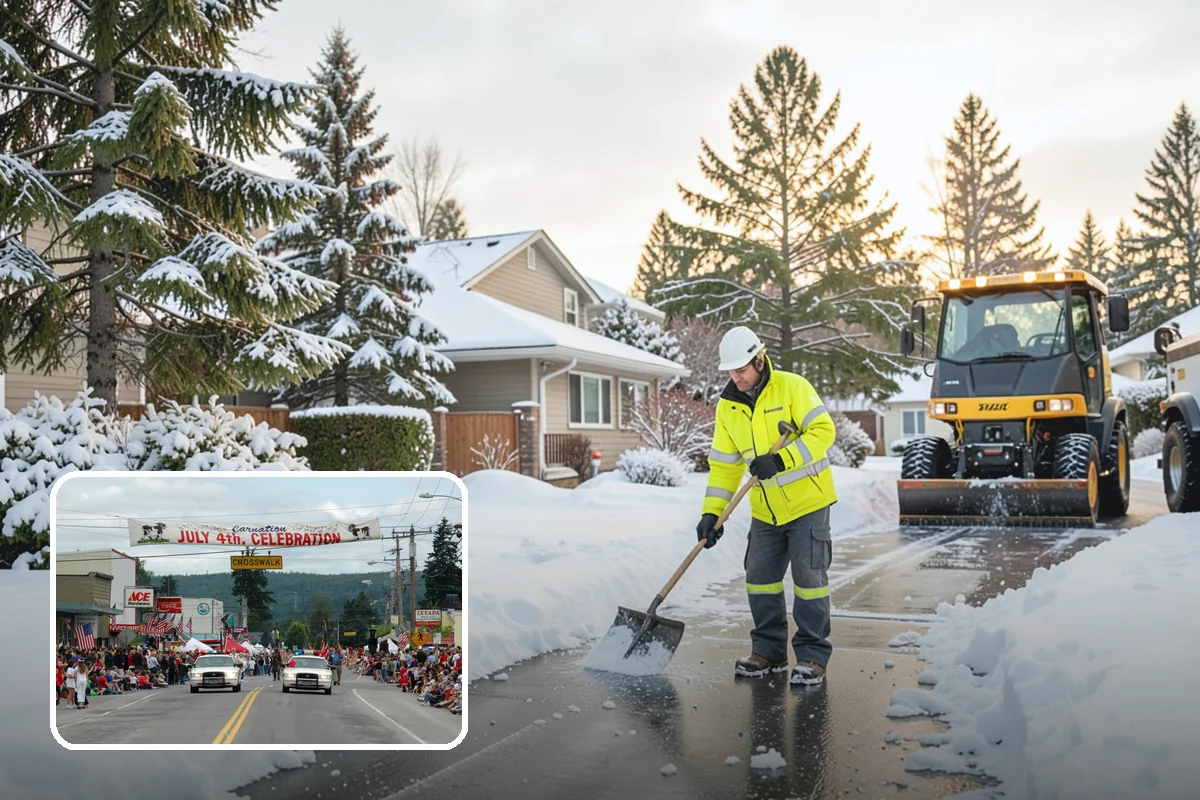 Warehouse Snow Plowing in Carnation, King County, WA - Trailer yards and dock aprons cleared for continuous freight flow