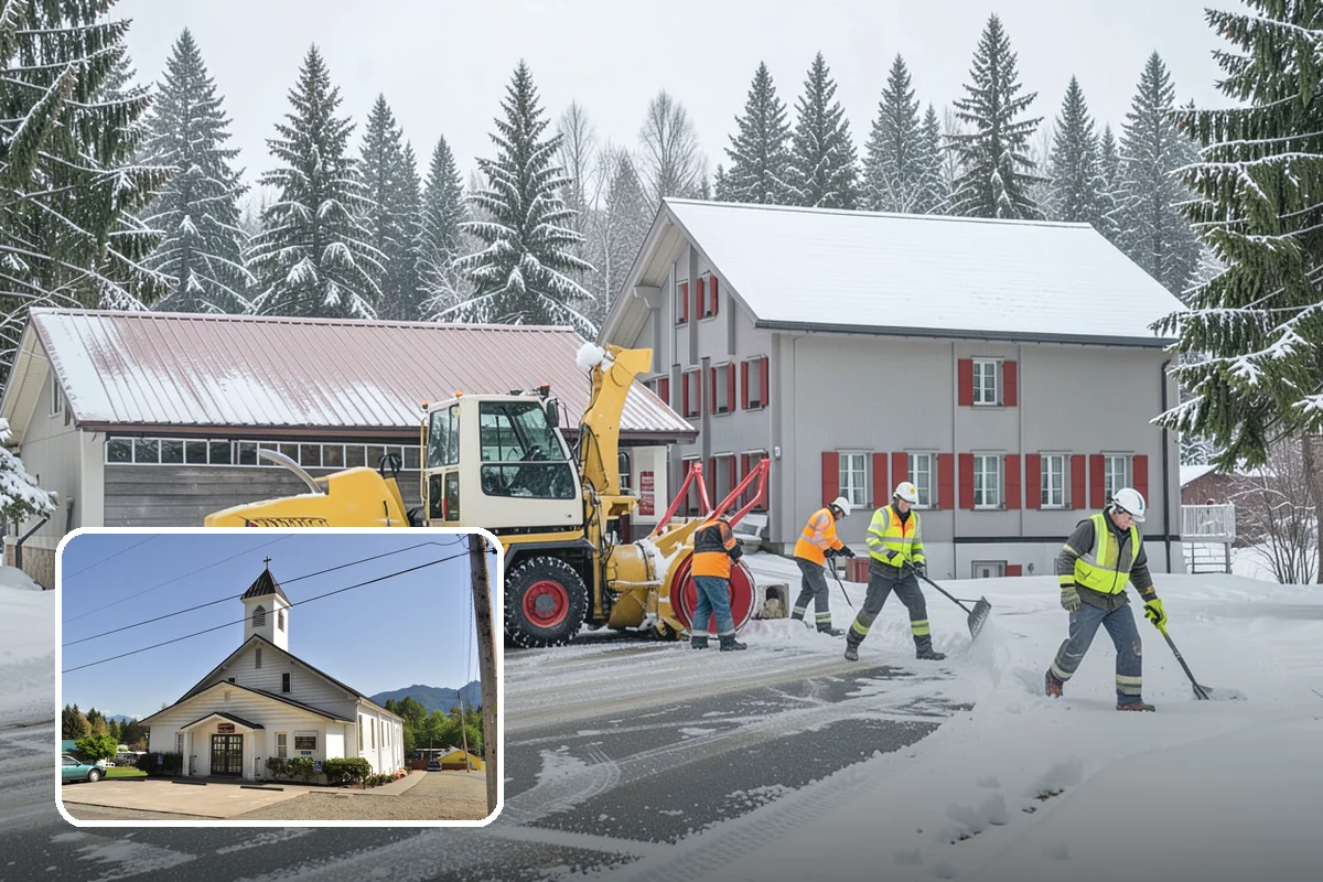 Warehouse Snow Plowing in Concrete, Skagit County, WA - Trailer yards and dock aprons cleared for continuous freight flow
