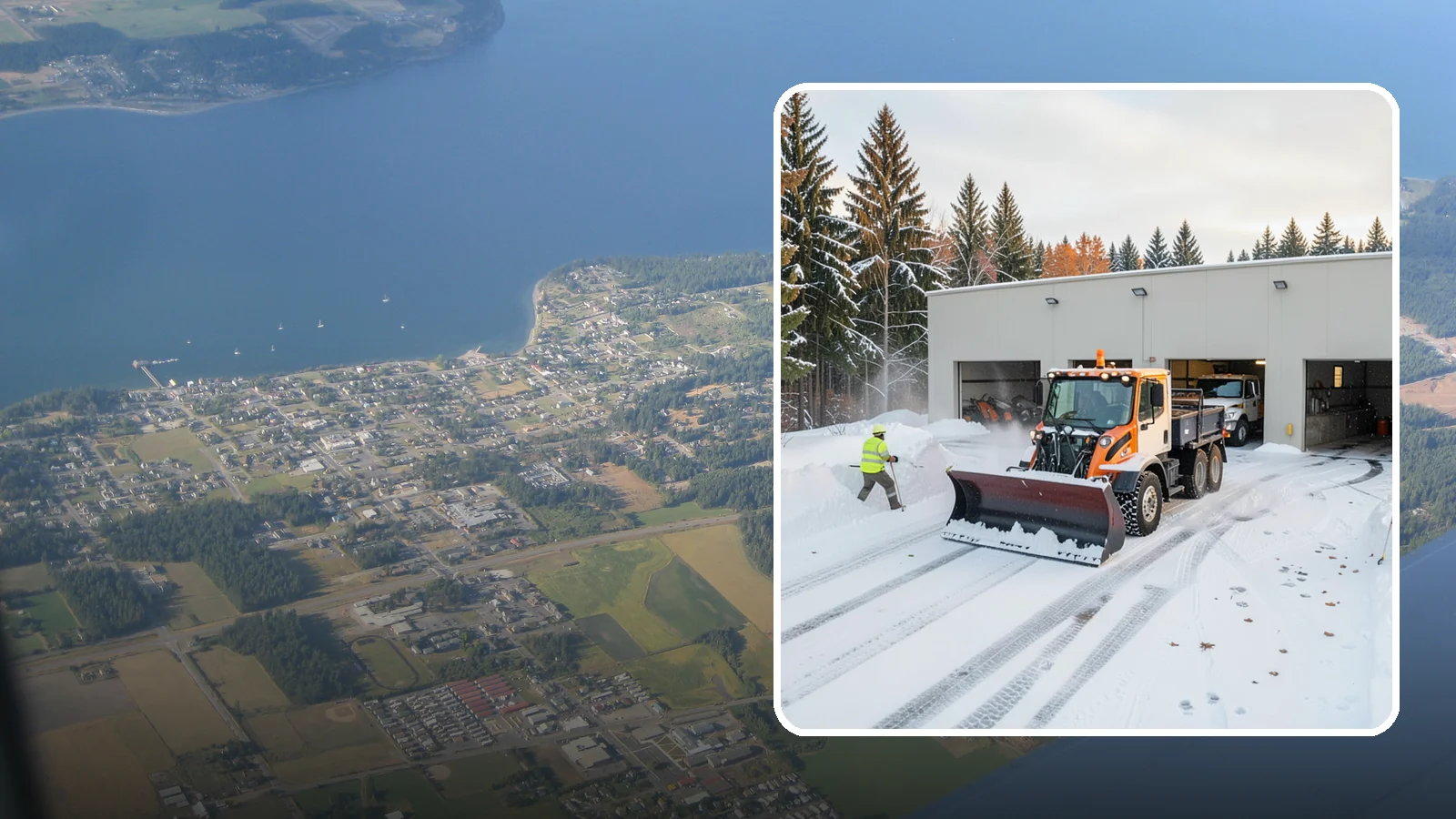 Warehouse Snow Plowing in Coupeville, Island County, WA - We plow warehouse lots, loading docks, and trailer yards so trucks dock and depart without weather delays.