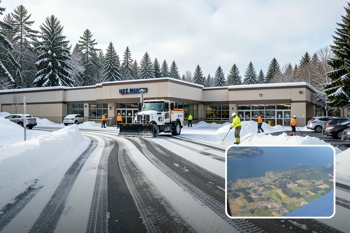 Warehouse Snow Plowing in Coupeville, Island County, WA - Trailer yards and dock aprons cleared for continuous freight flow