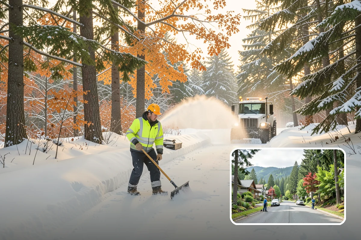 Warehouse Snow Plowing in Darrington, Snohomish County, WA - Trailer yards and dock aprons cleared for continuous freight flow