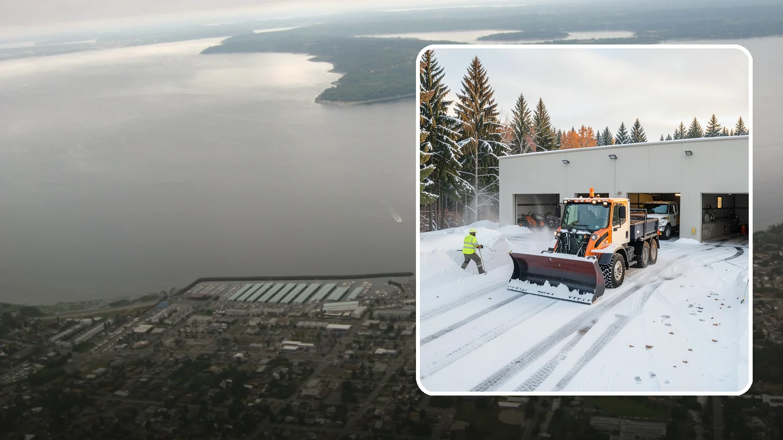 Warehouse Snow Plowing in Des Moines, King County, WA - We plow warehouse lots, loading docks, and trailer yards so trucks dock and depart without weather delays.