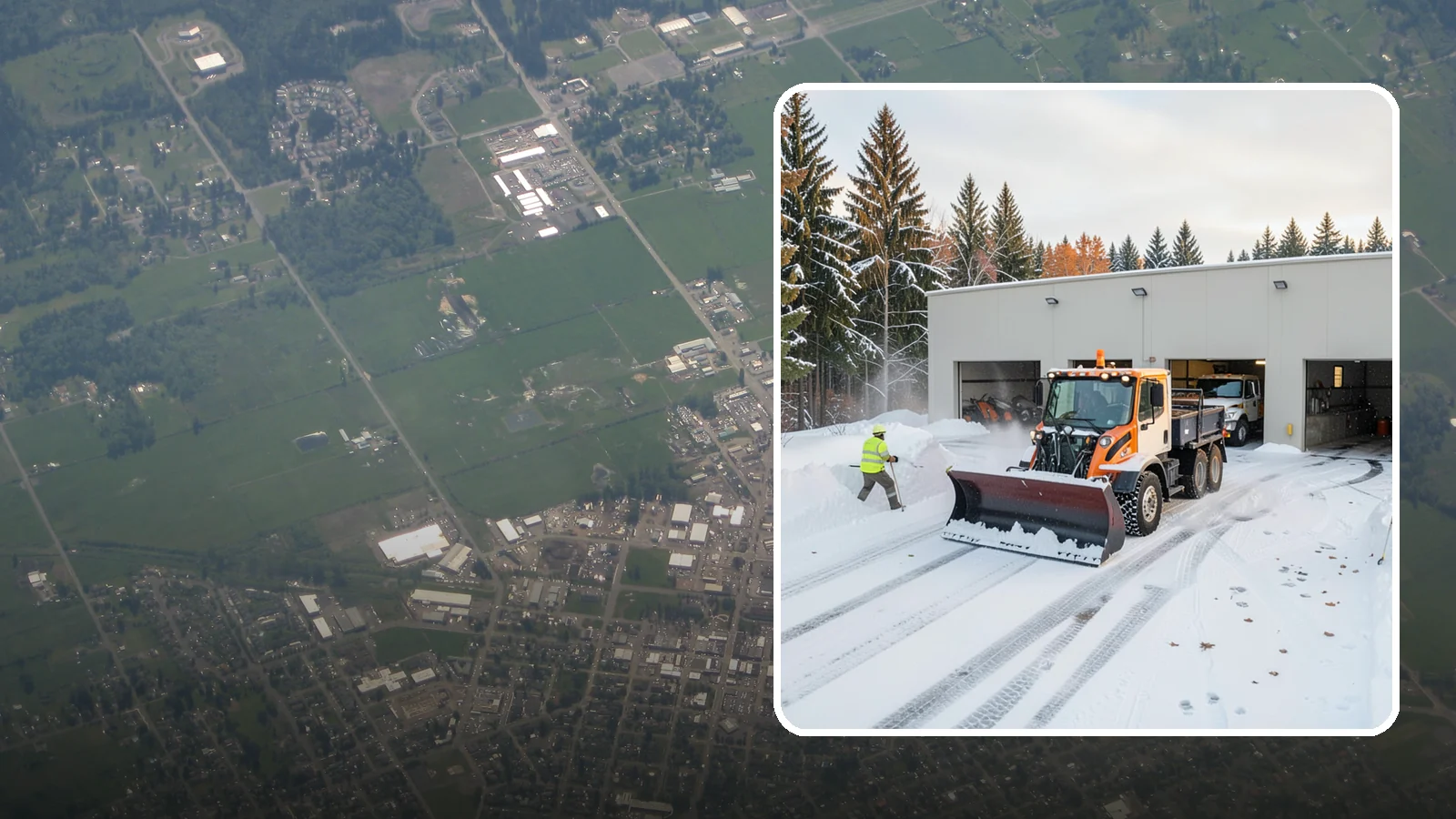 Warehouse Snow Plowing in Enumclaw, King County, WA - We plow warehouse lots, loading docks, and trailer yards so trucks dock and depart without weather delays.