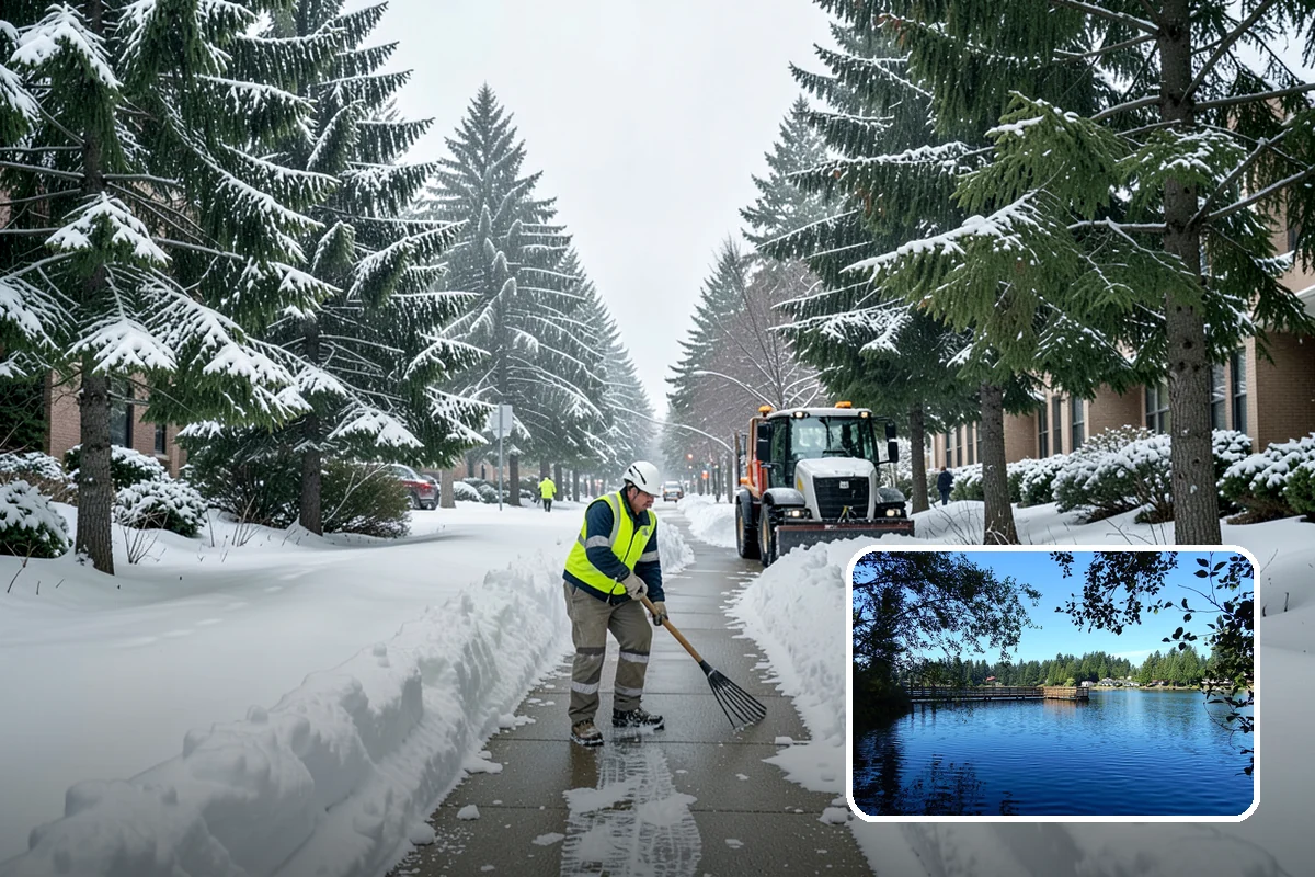 Warehouse Snow Plowing in Federal Way, King County, WA - Trailer yards and dock aprons cleared for continuous freight flow