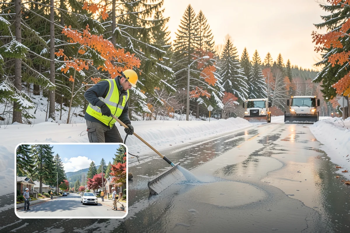 Warehouse Snow Plowing in Hunts Point, King County, WA - Trailer yards and dock aprons cleared for continuous freight flow