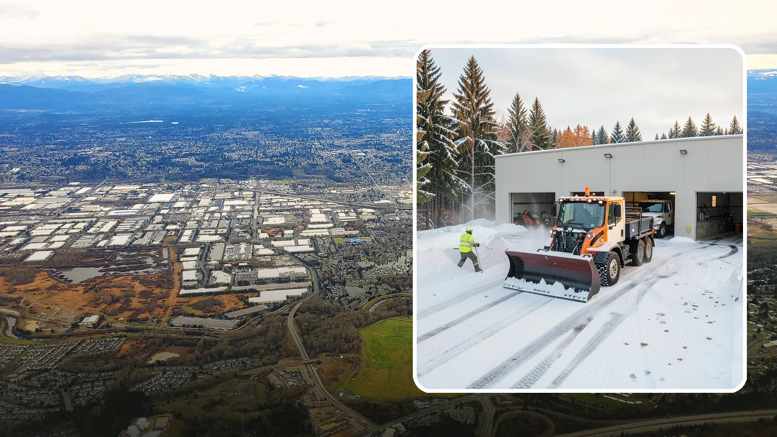 Warehouse Snow Plowing in Kent, King County, WA - We plow warehouse lots, loading docks, and trailer yards so trucks dock and depart without weather delays.