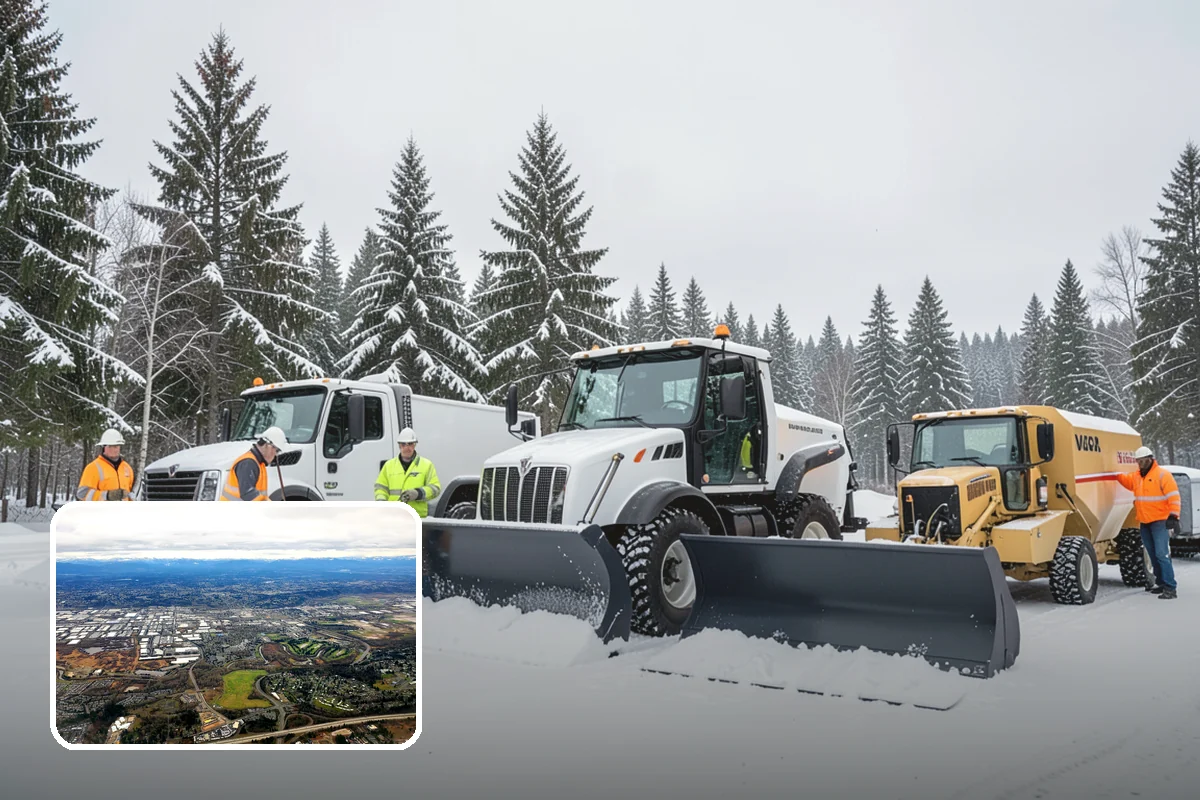 Warehouse Snow Plowing in Kent, King County, WA - Trailer yards and dock aprons cleared for continuous freight flow