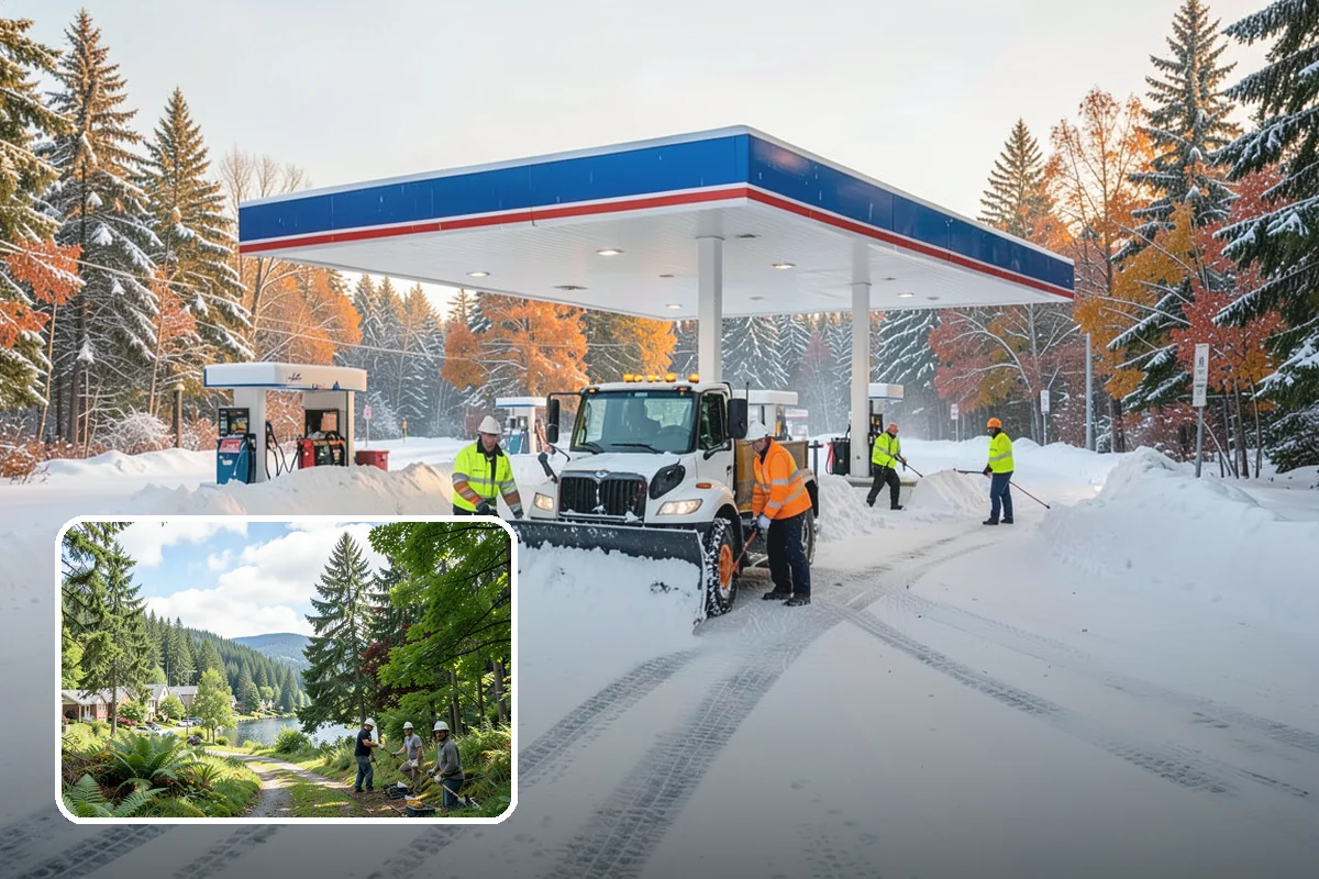 Warehouse Snow Plowing in Lake Forest Park, King County, WA - Trailer yards and dock aprons cleared for continuous freight flow