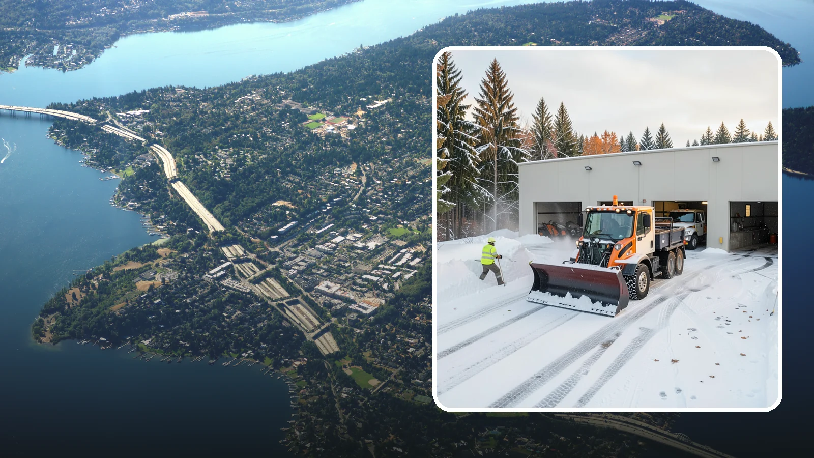 Warehouse Snow Plowing in Mercer Island, King County, WA - We plow warehouse lots, loading docks, and trailer yards so trucks dock and depart without weather delays.